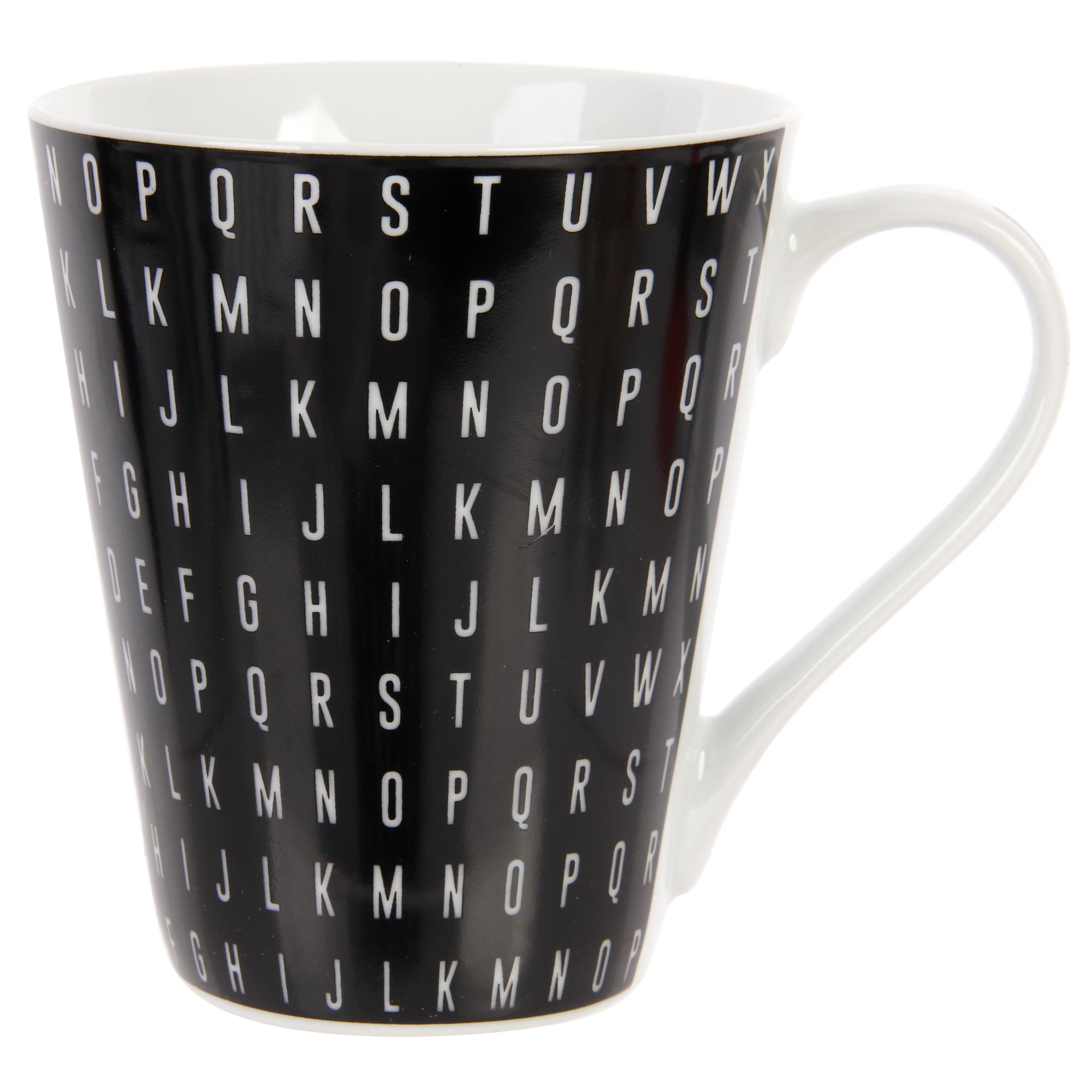 set of 4pc mug packed in colour box+PVC cover white letter d - 083-393569
