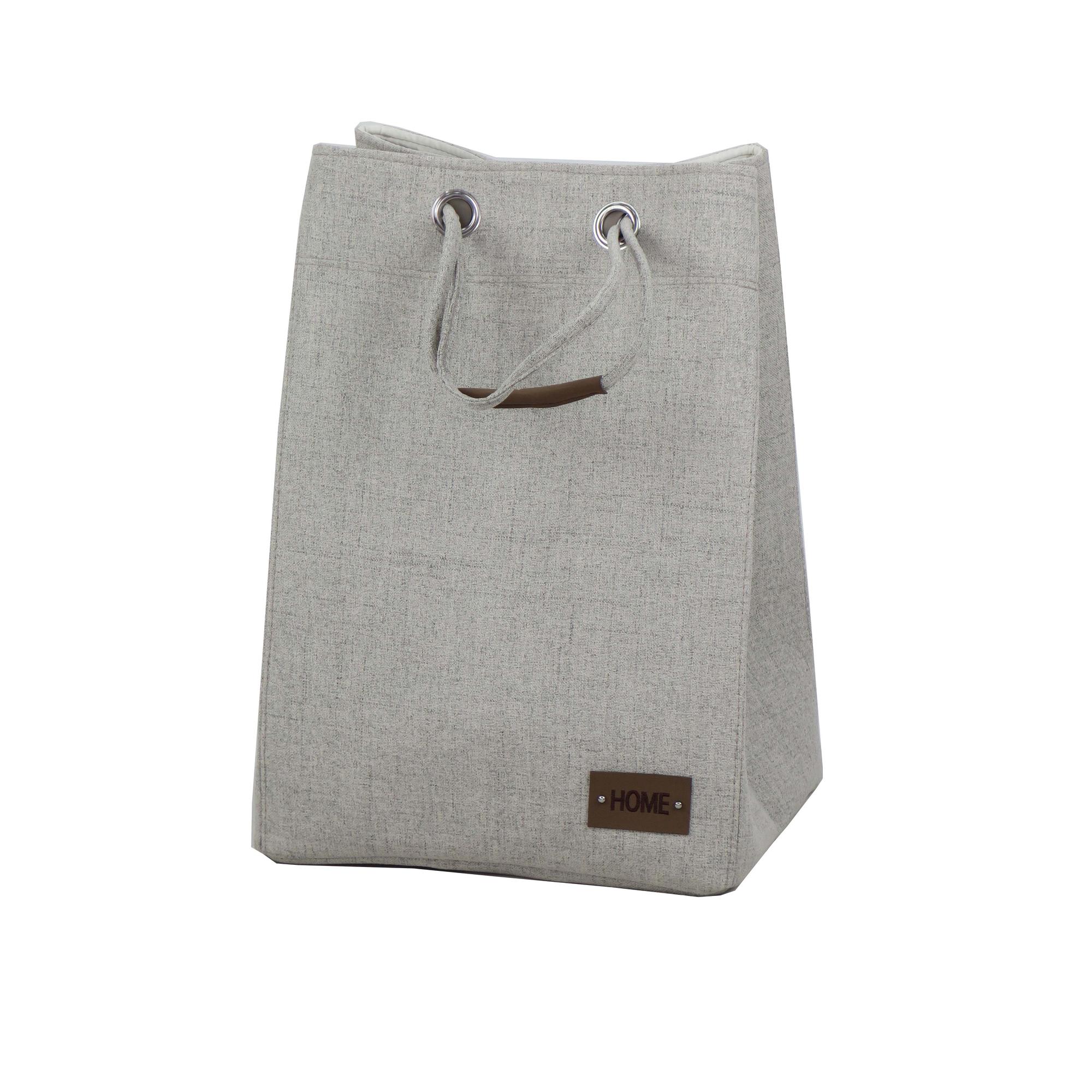 single grey fabric laundry bagwith fabric rope handle - 085-901848