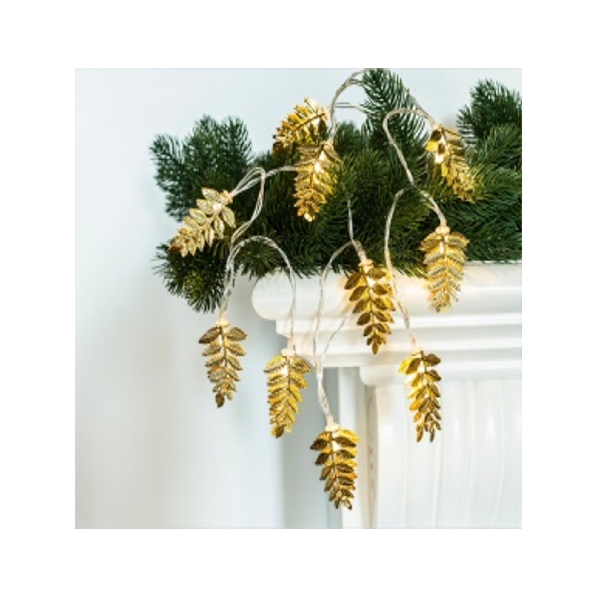 10LED 6cm golden metal leaveslightchain with warm white LED - 120-0100042