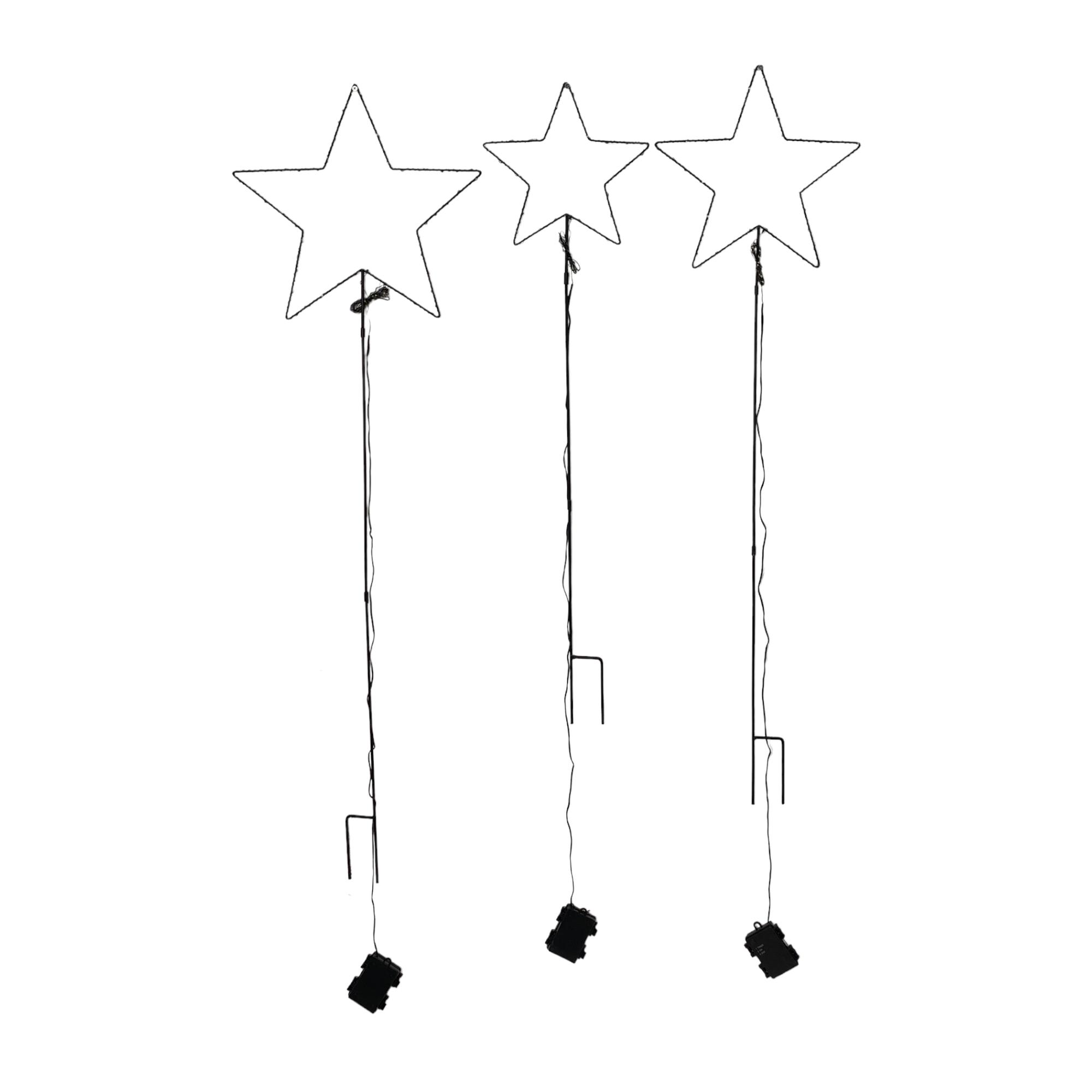 Set of metal star garden lightwith warm micro LED B/O(3AA e - 120-0100079