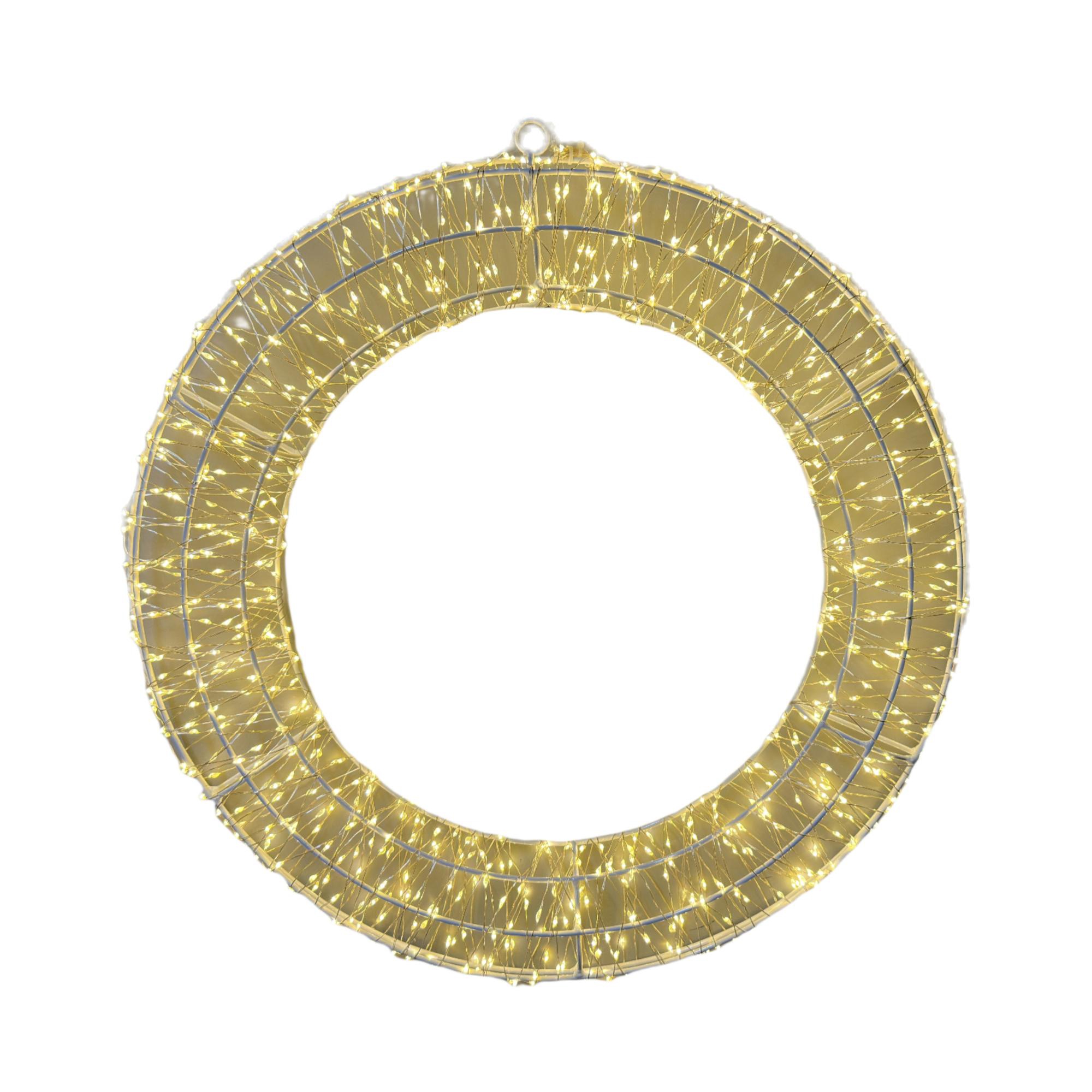 70*9*70CM 2.5D metal wire ringdeco. 
light with 1200 warm m - 120-0100174/1