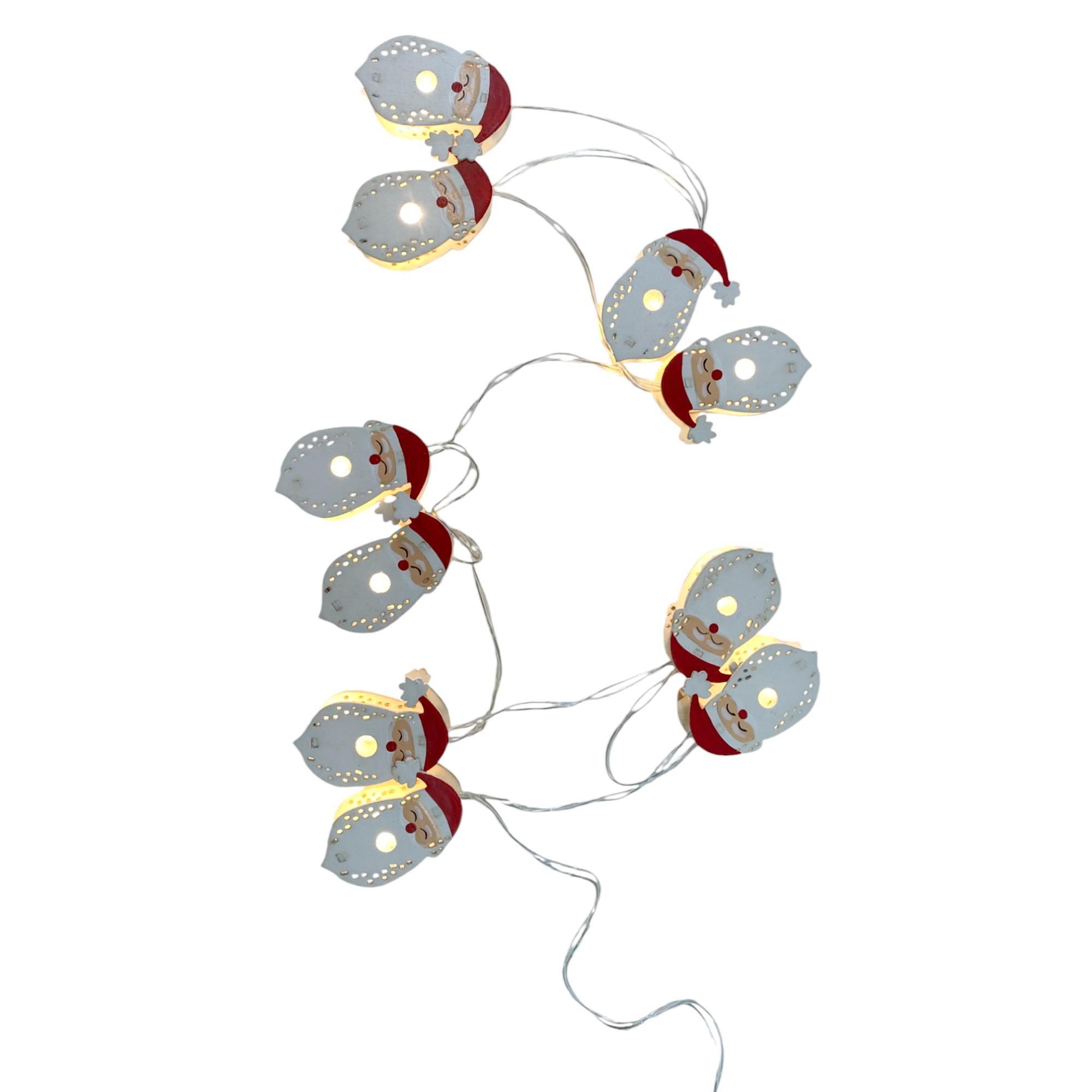 1M string light with wooden santa decoration 10cm bulb dist - 120-7000060U