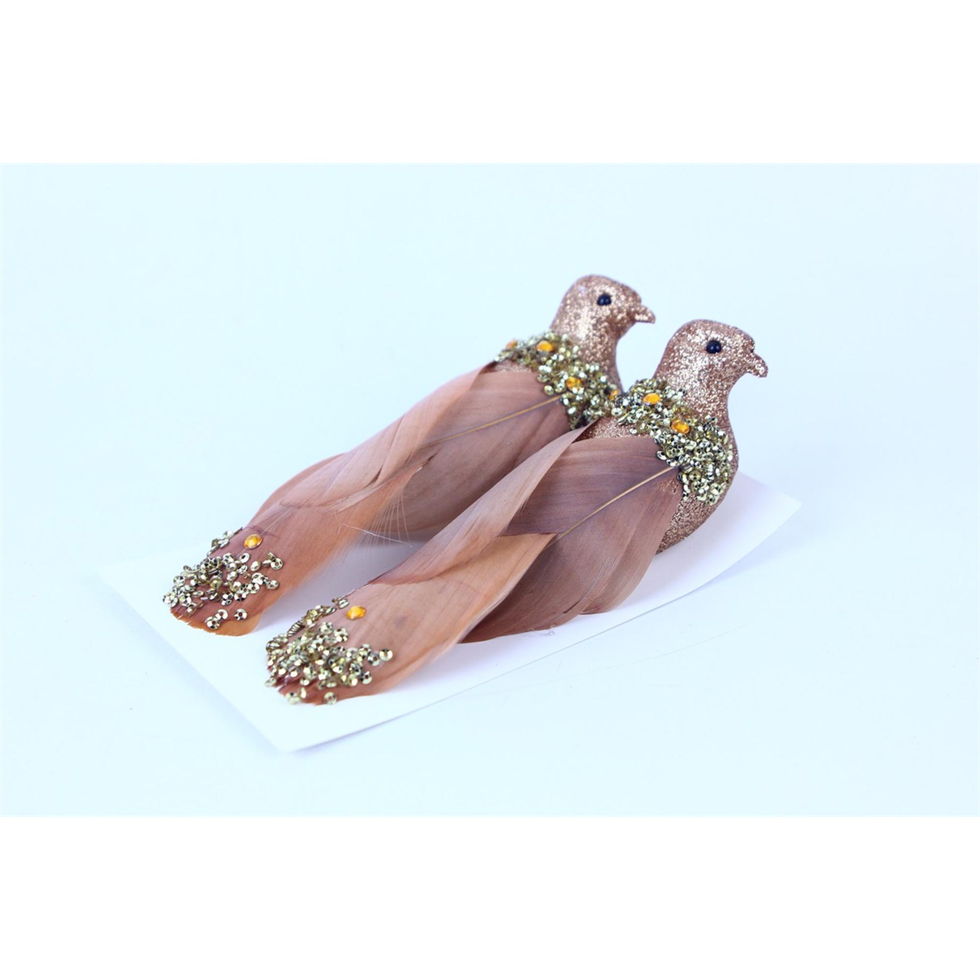 2 PCS GLITTERFEATHER BIRD WITHCLIP - 130-1500086
