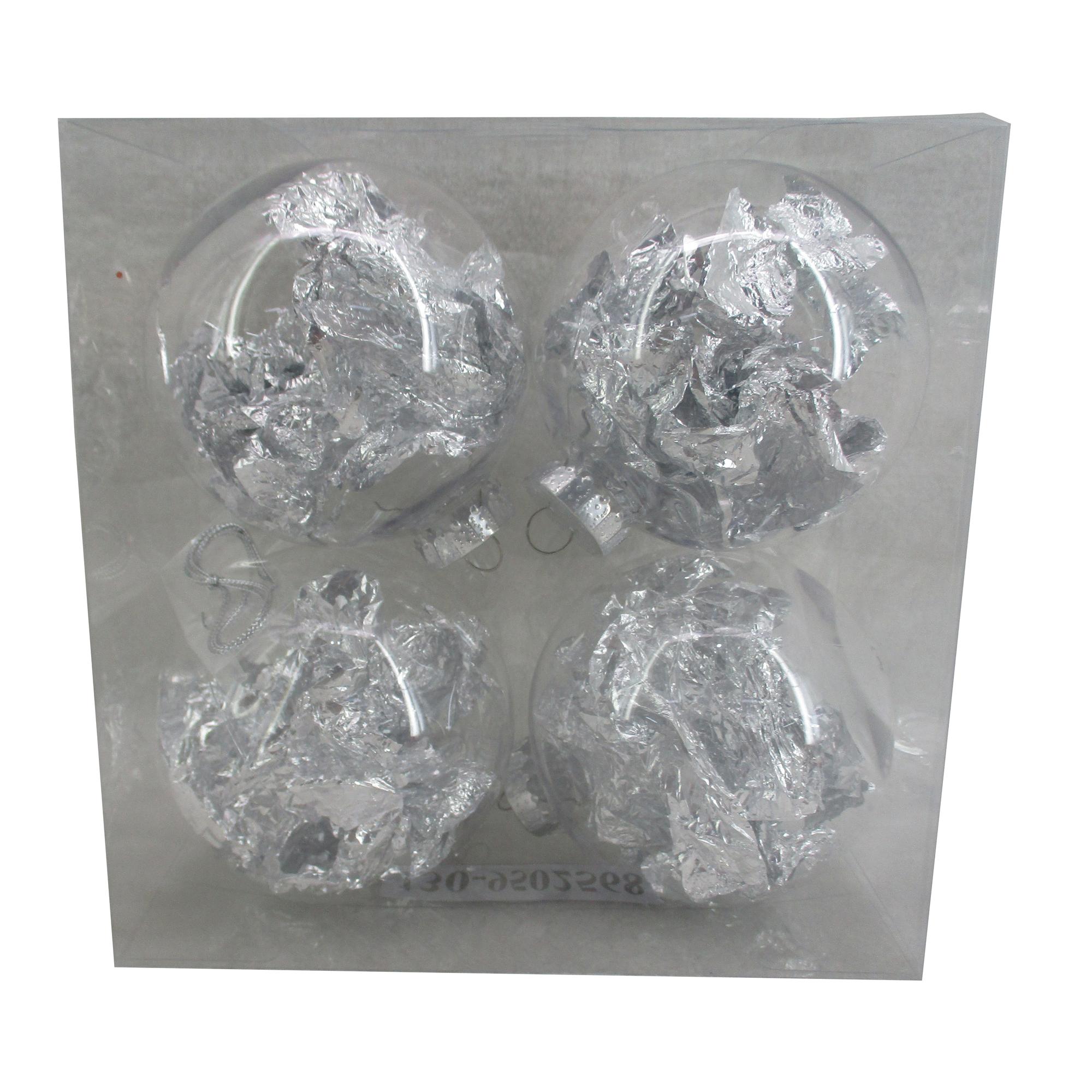 100MM CLEAR PET BALL W/INSIDEPAPER W/SHINY SILVER FOIL SIL - 130-9502568