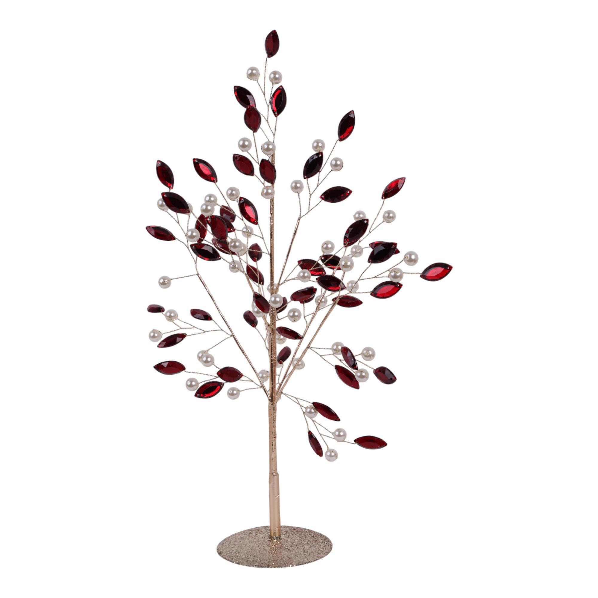 35CM PEARL +RED DIAMOND TREE - 140-1900337