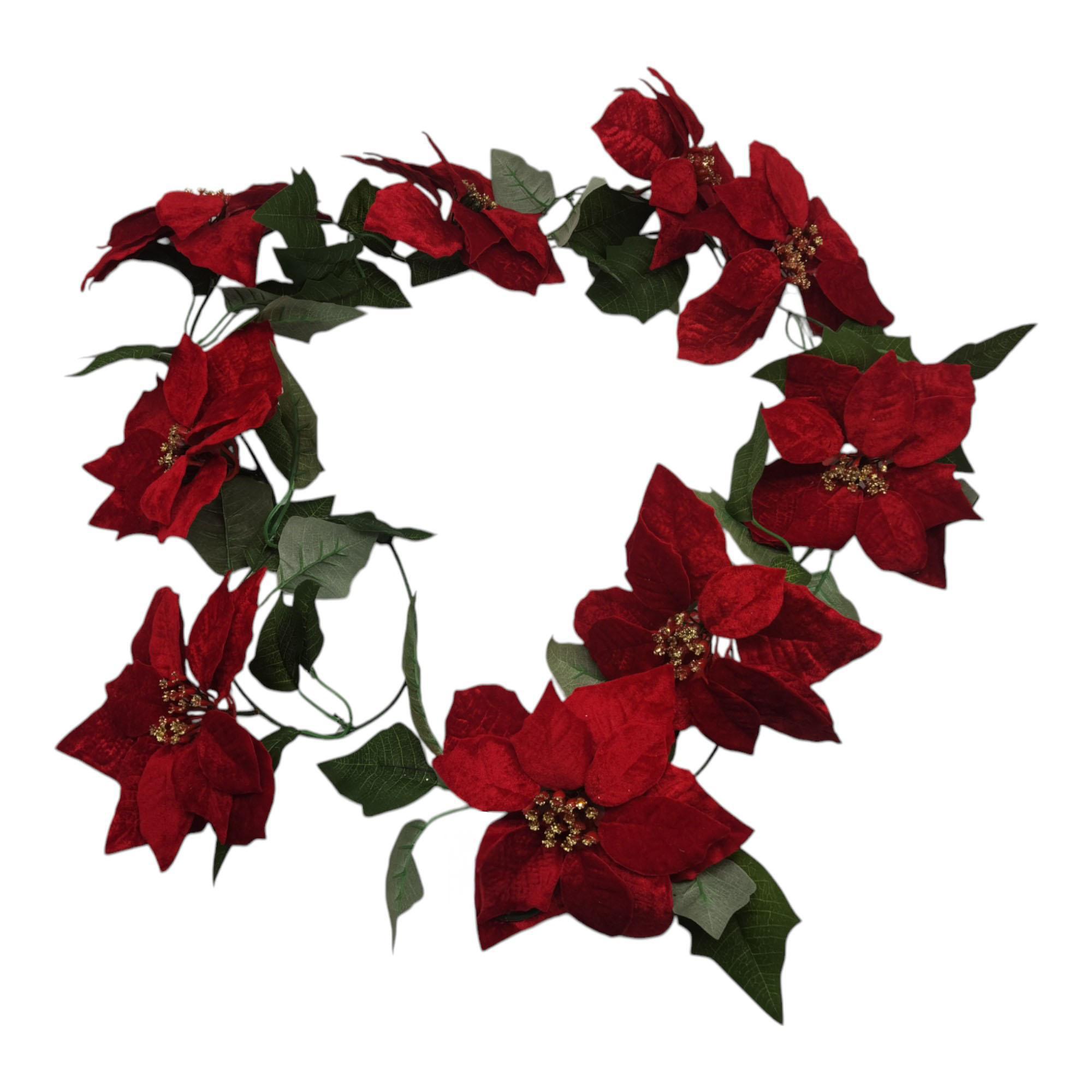 Christmas 9 Heads Poinsettia Garland - 140-3500059