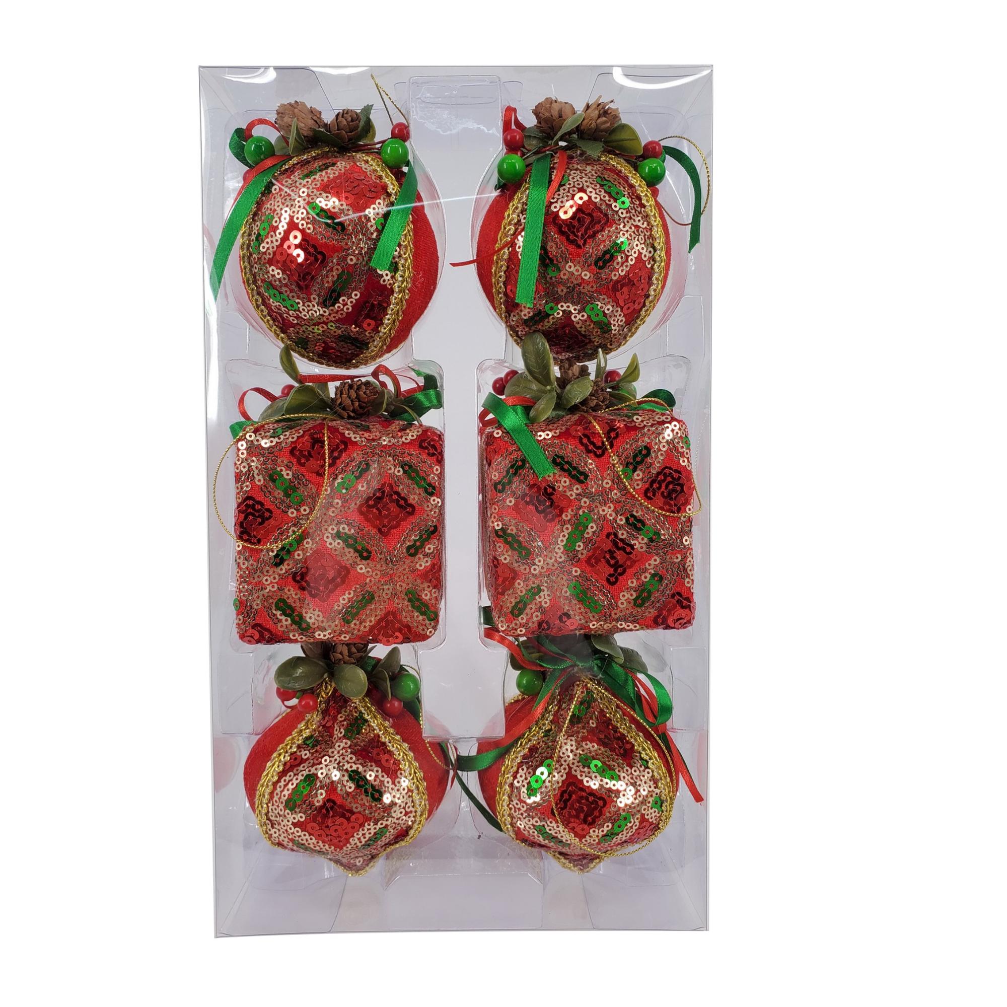 FABRIC ORNAMENT 7~9cmH, 6 ASST - 160-4500937