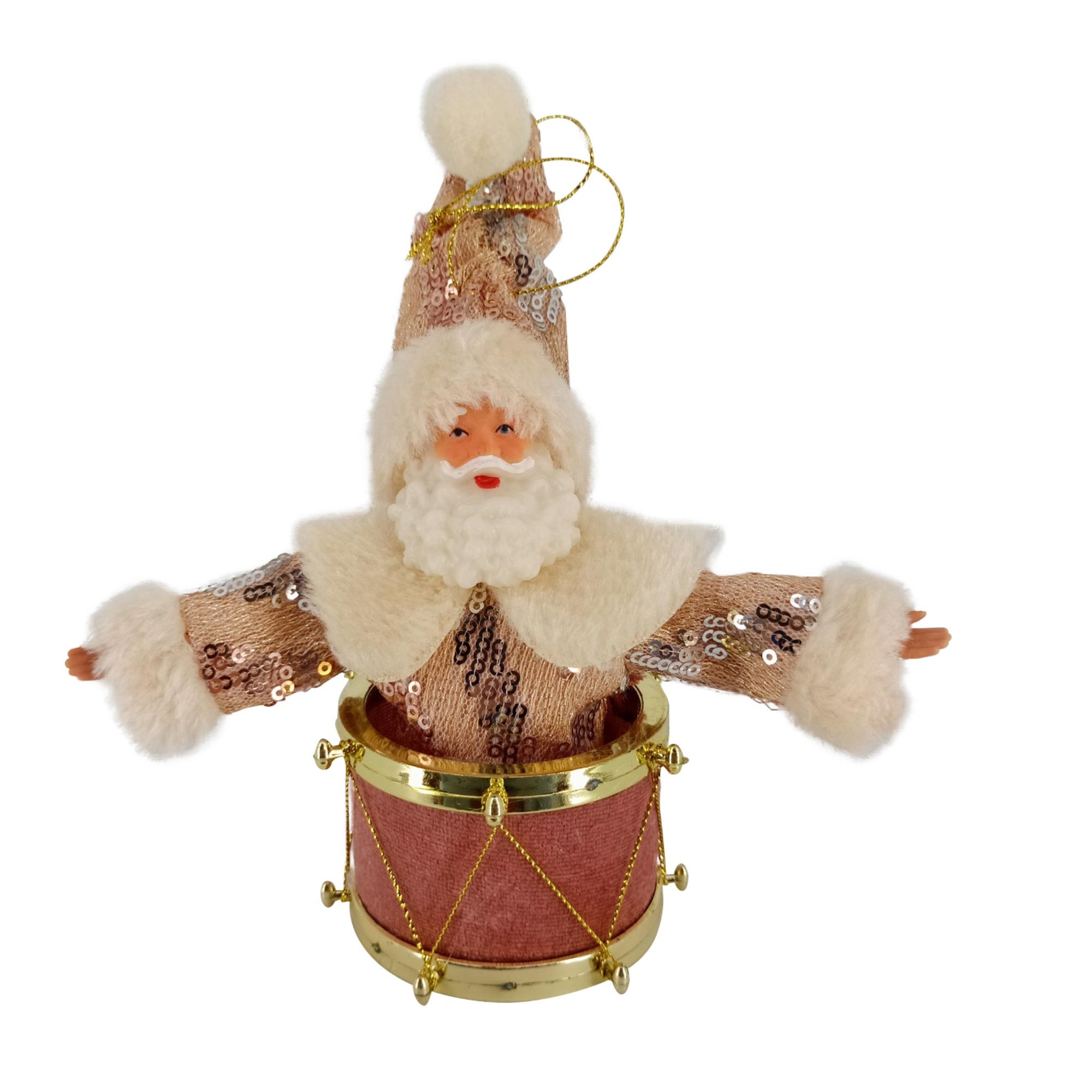 SANTA W/DRUM ORNAMENT 15cmH, P - 160-4501131