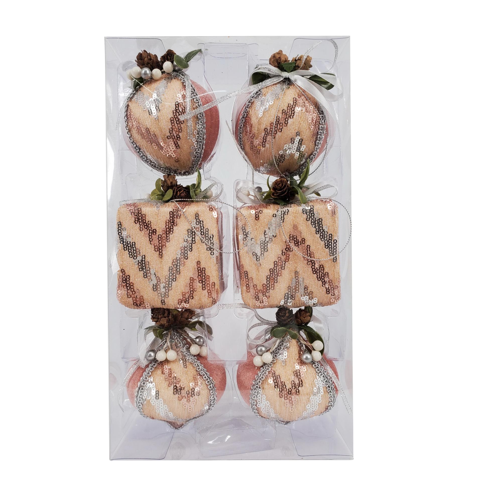 FABRIC ORNAMENT 7~9cmH, 6 ASST - 160-4501165
