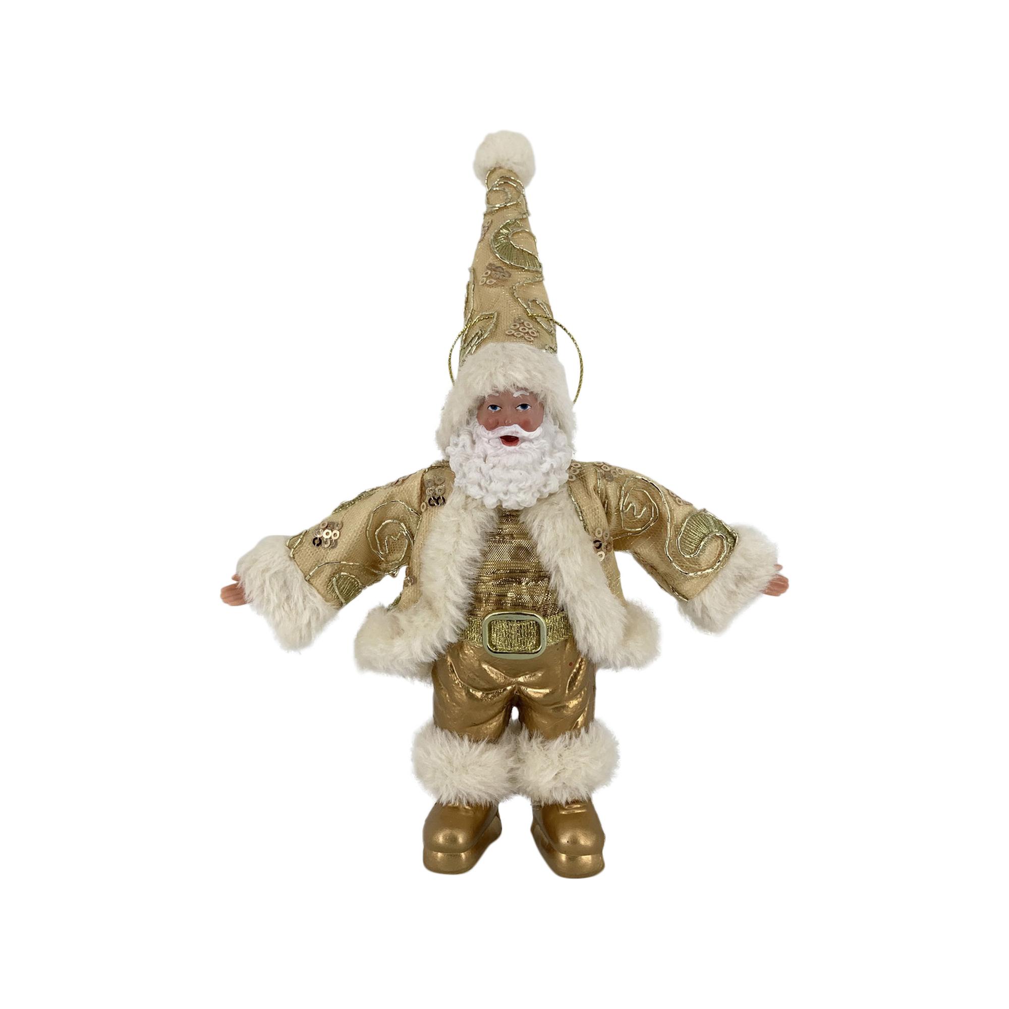 SANTA ORNAMENT 18cmH PLASTIC HEAD/HANDS - 160-4502452