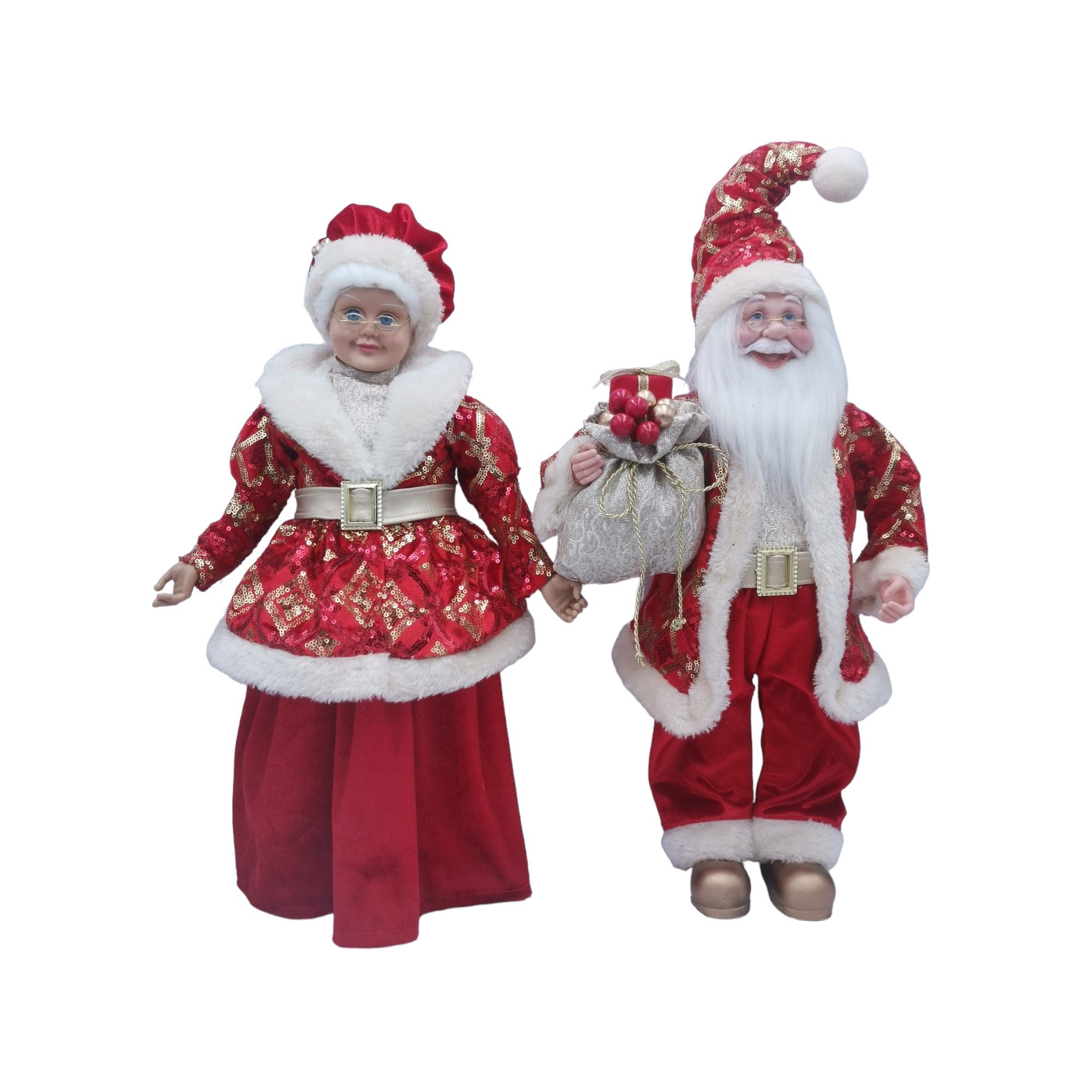 STANDING SANTA & MRS SANTA 45cmH PLASTIC HEAD/HANDS - 160-4503006