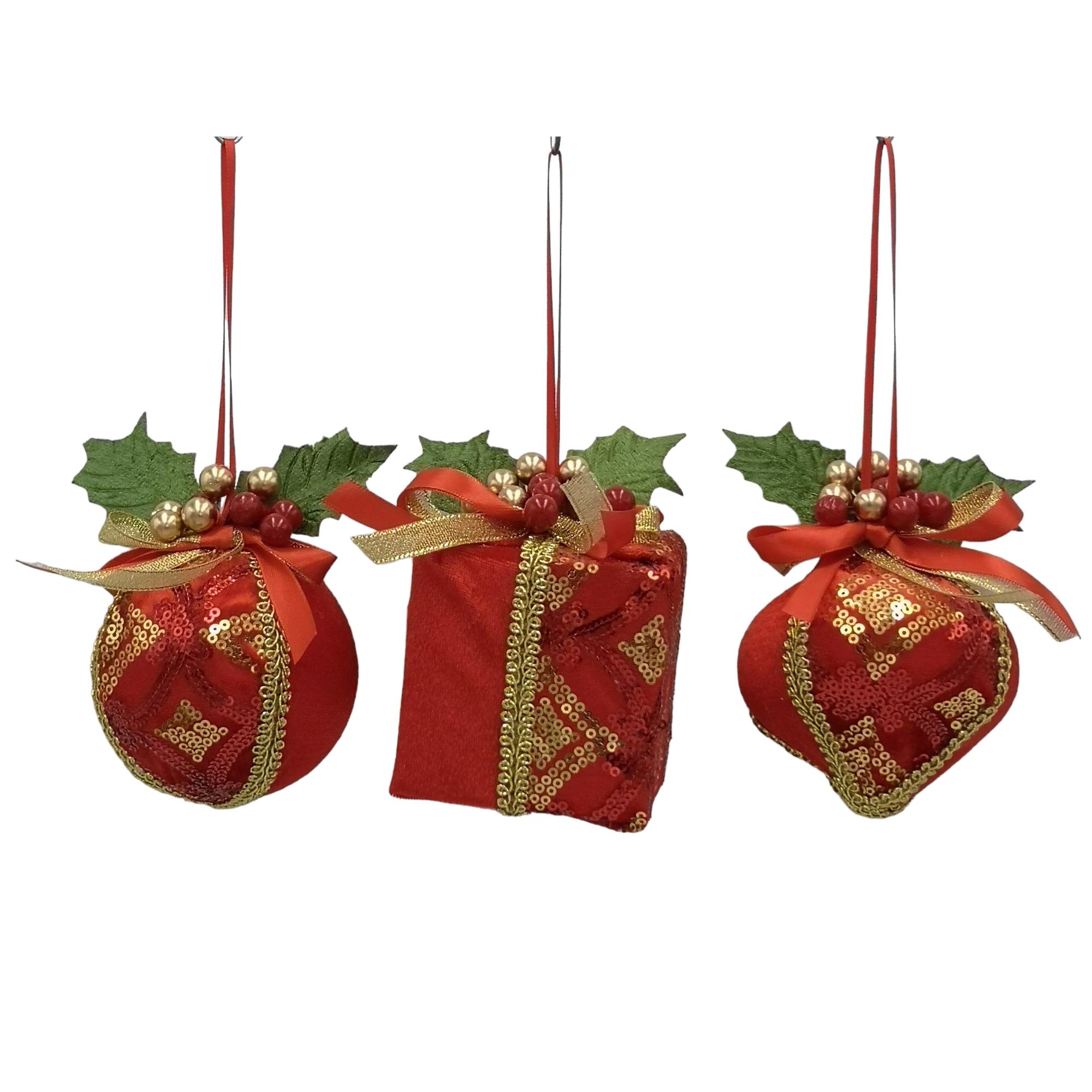 FABRIC ORNAMENT 10~12cmH 3 ASST W/HEADER CARD A. BALL 11cmH - 160-4503009