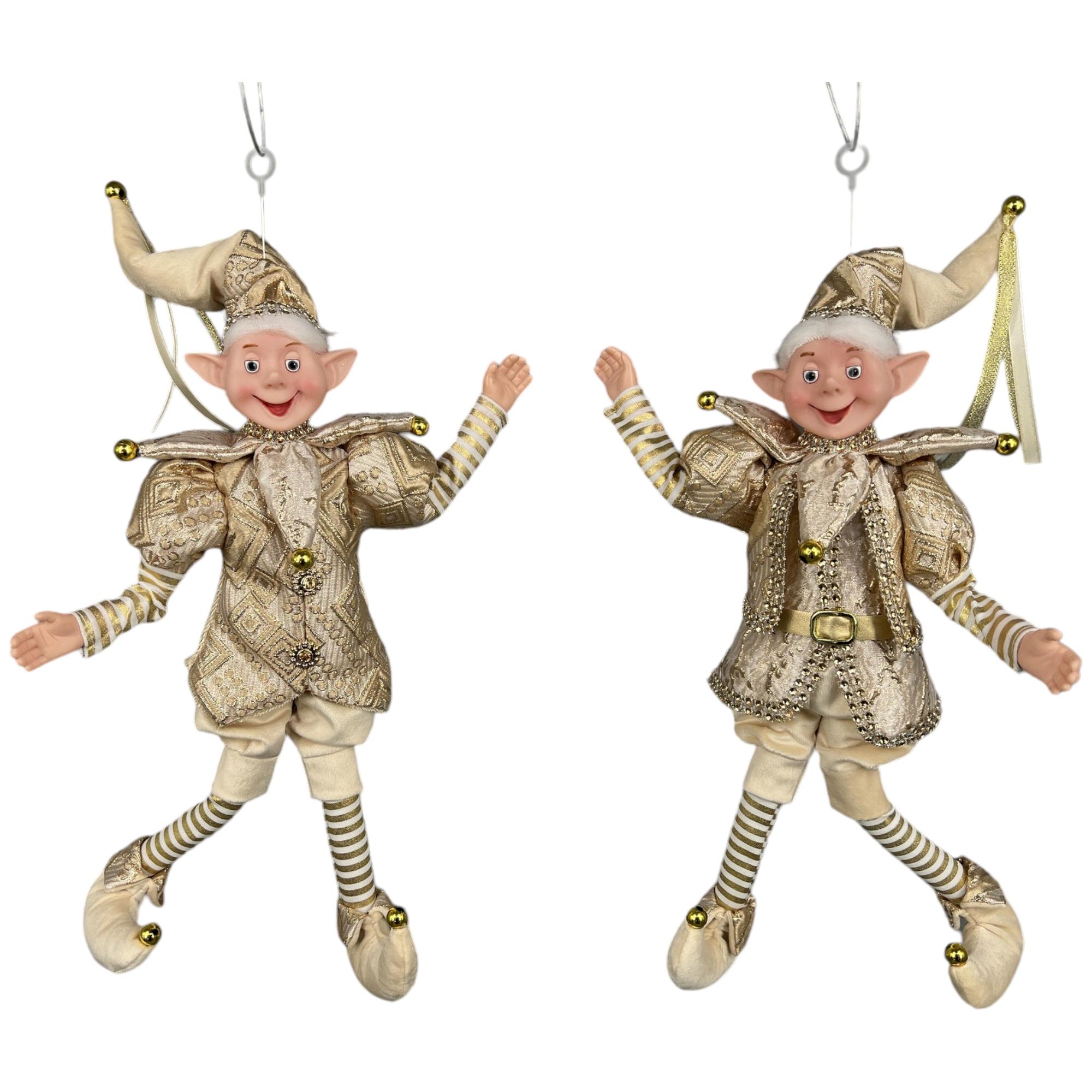 S/2 ELF ORNAMENT 35cmH PLASTICHEAD/HANDS - 160-4503162