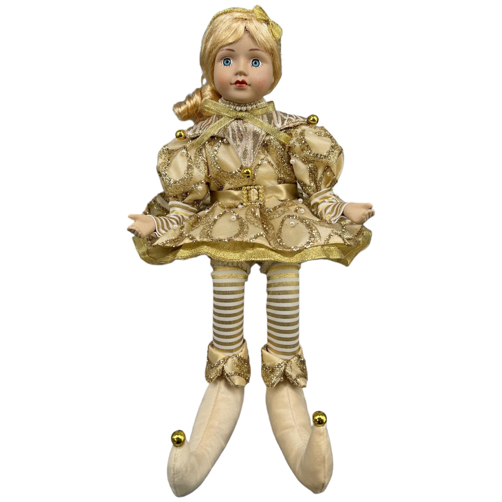 SITTING MUSICAL KID JESTER 43cmH PORCELAIN HEAD/HANDS TUNE: - 160-4503194