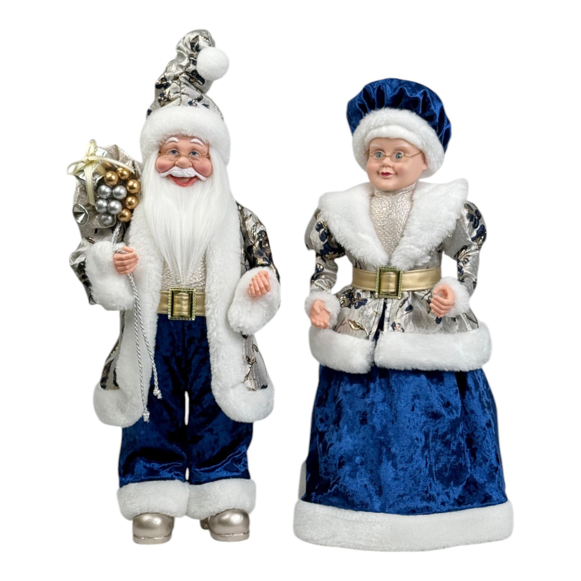 STANDING SANTA & MRS SANTA 45cmH PLASTIC HEAD/HANDS - 160-4503583