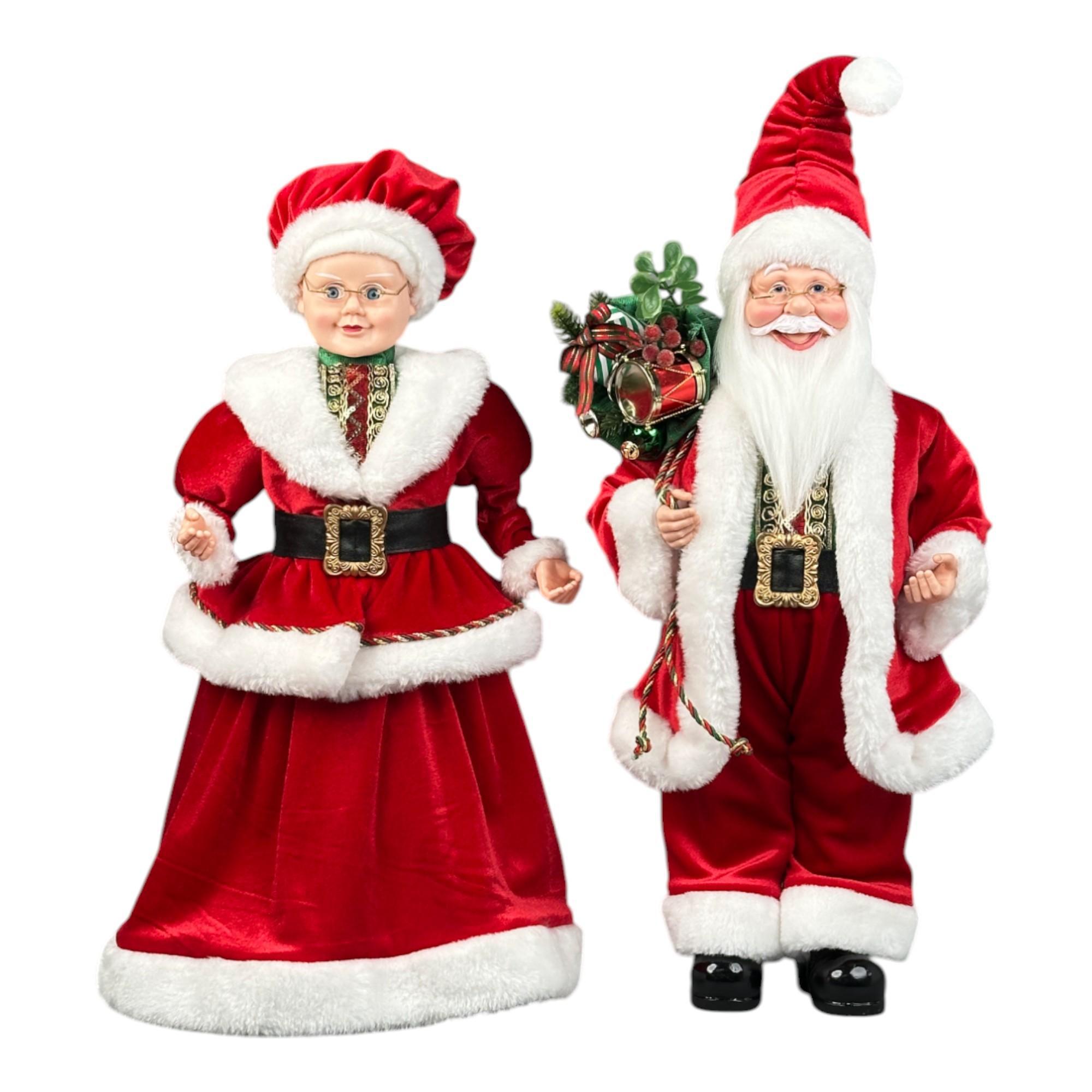 STANDING SANTA & MRS SANTA 45cmH PLASTIC HEAD/HANDS - 160-4503691