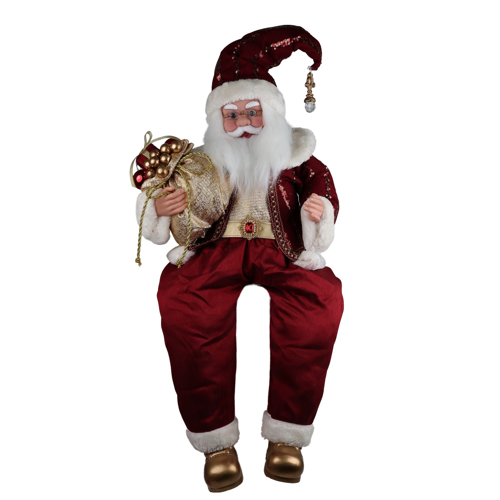 SITTING MUSICAL SANTA 66CMH PLASTIC HEADHANDS SANTA CLAUSE I - 160-4504233
