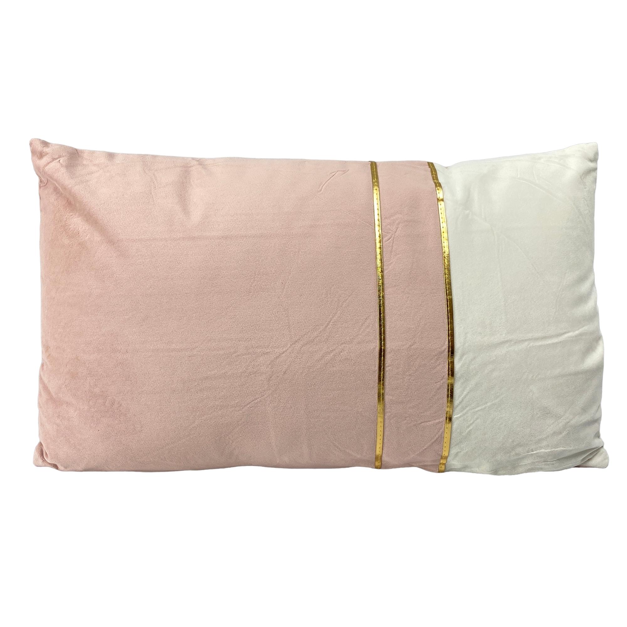VELVET CUSHION WITH JOINTING PATTERN AND GOLD LINES.FILLING - 170-1200056