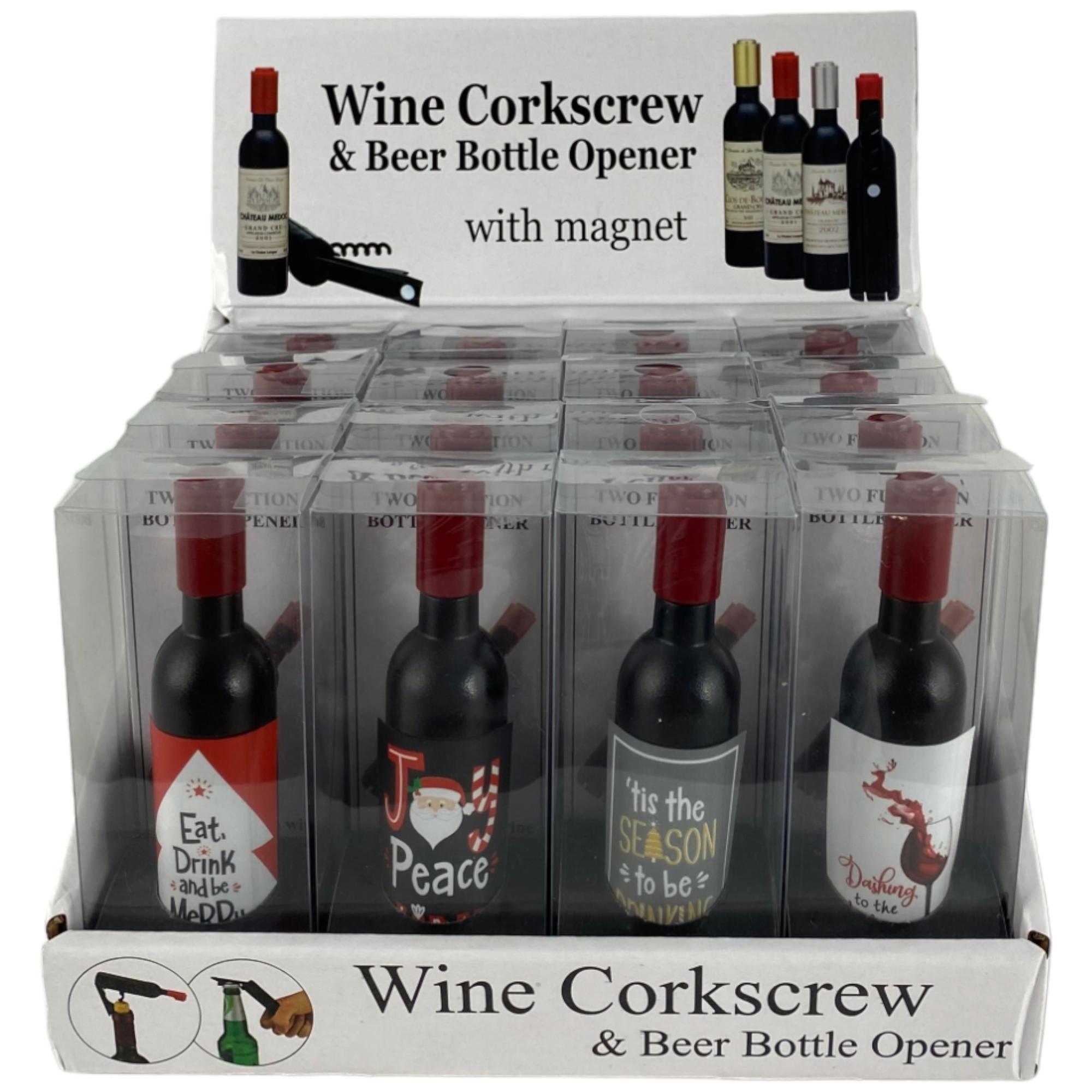 MAGNET RED TOP BOTTLE SHAPED CORKSCREW WITH BEERE OPENER FUN - 180-0300039