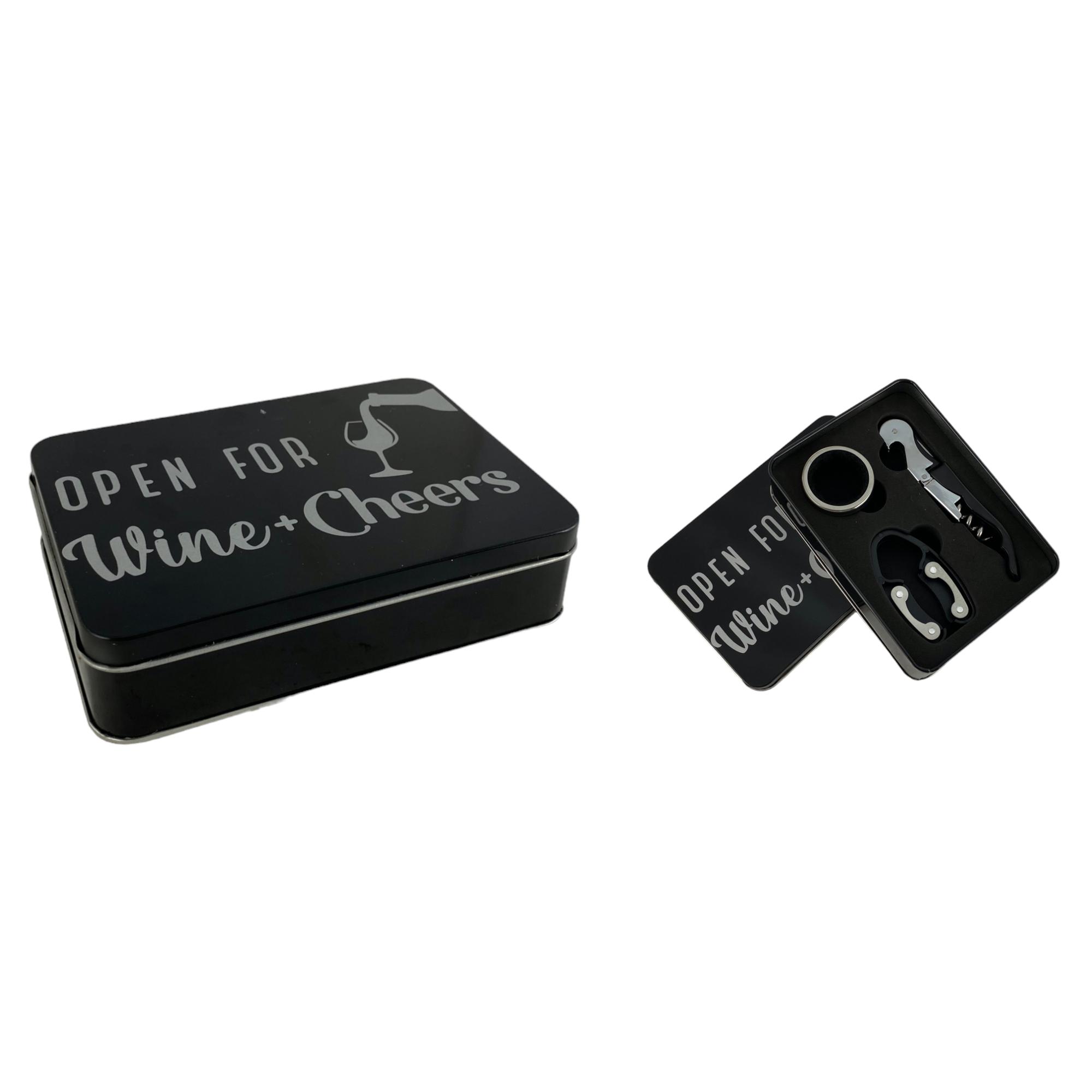 BLACK TIN BOX WITH COLLARFOILCUTTER AND WAITER'S CORKSCREW - 180-0300041