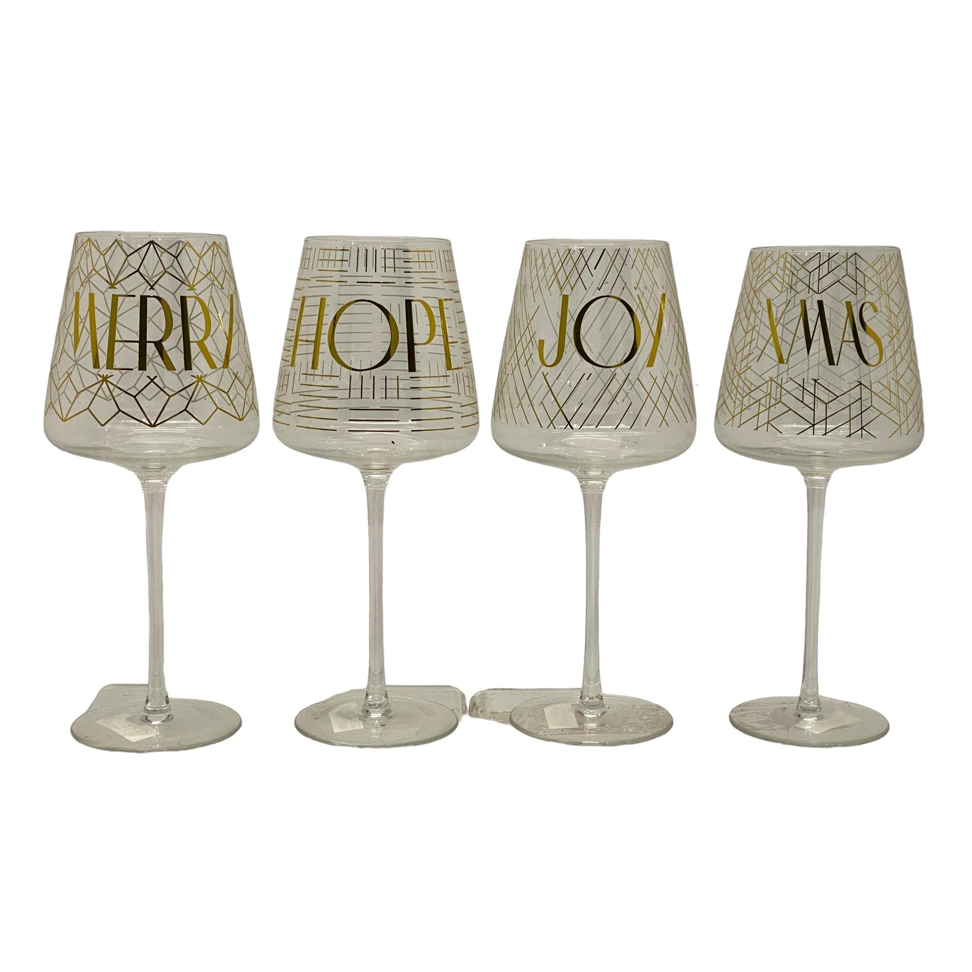 SET OF 4 WINE CUP WITH DECAL4 DECAL ASST - 180-2900364