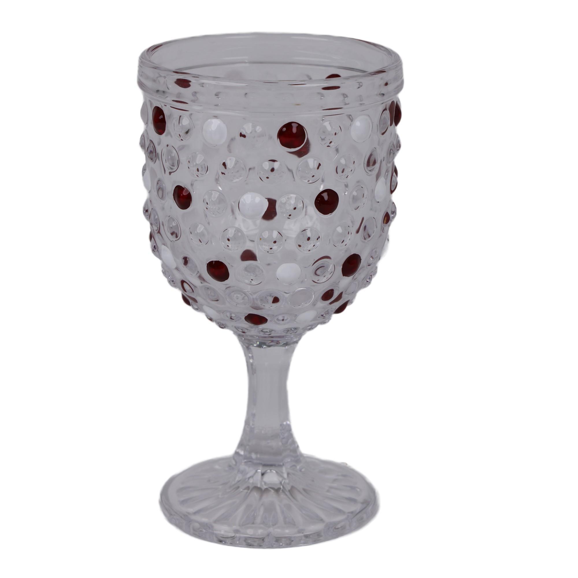 WINE GLASS CLEAR WITH REDWHITEHAND PAINTING - 180-2900658