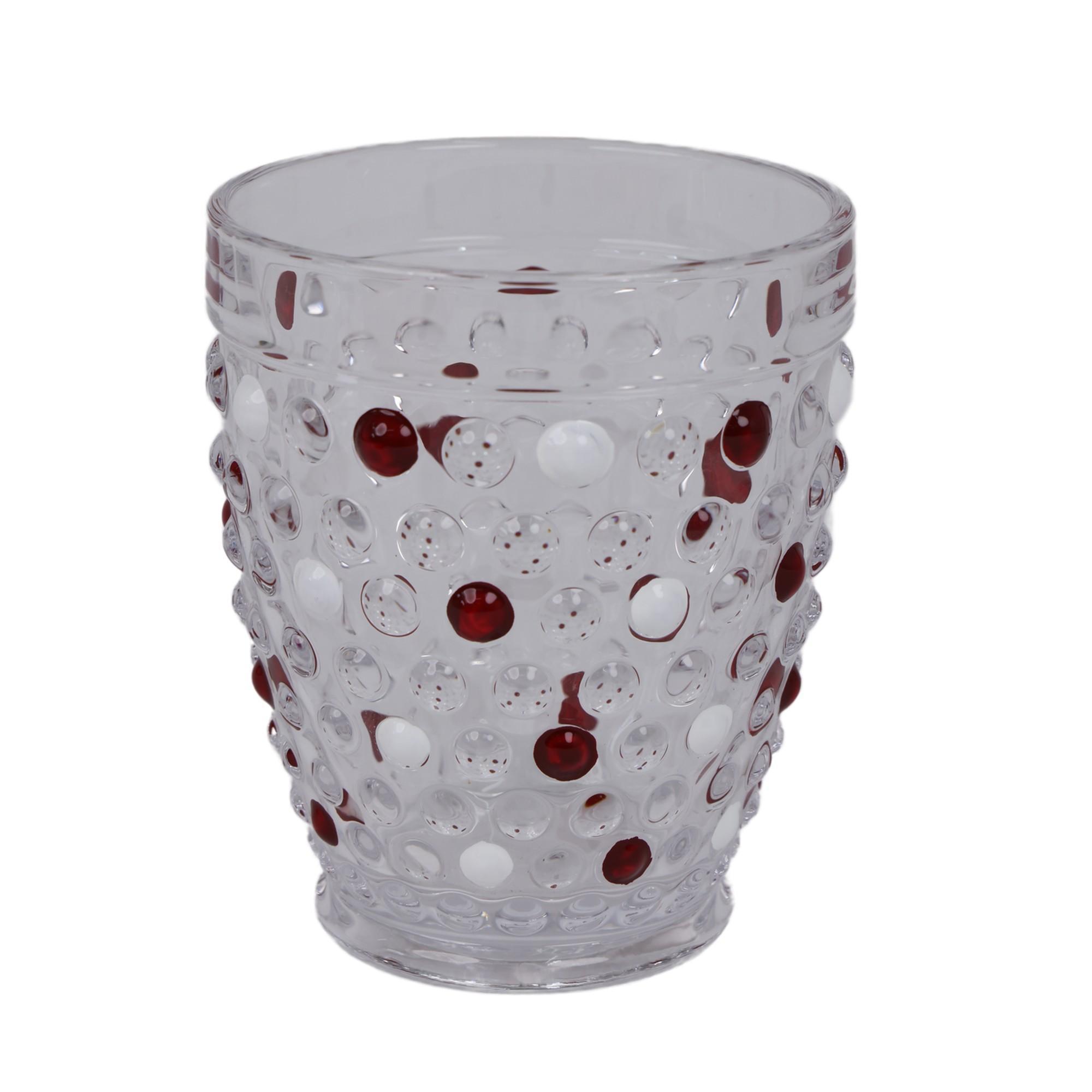 DOF GLASS CLEAR WITH REDWHITEHAND PAINTING - 180-2900661