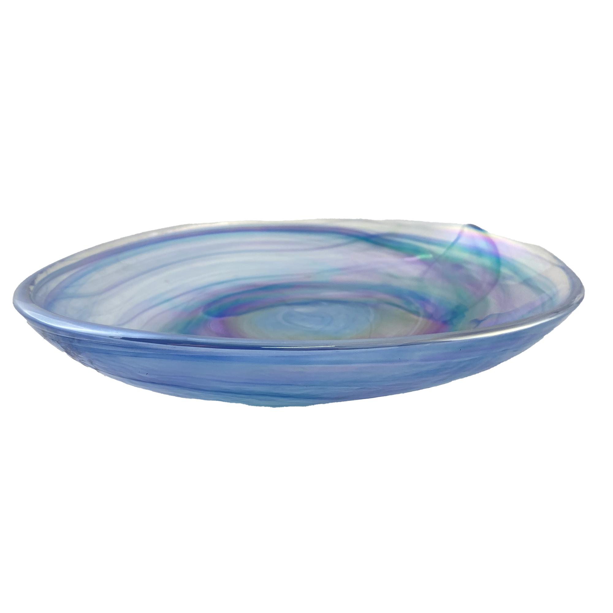 EGG SHAPE GLASS PLATE IN INK BLUE ALABASTER AND LUSTER ON TH - 180-3200043