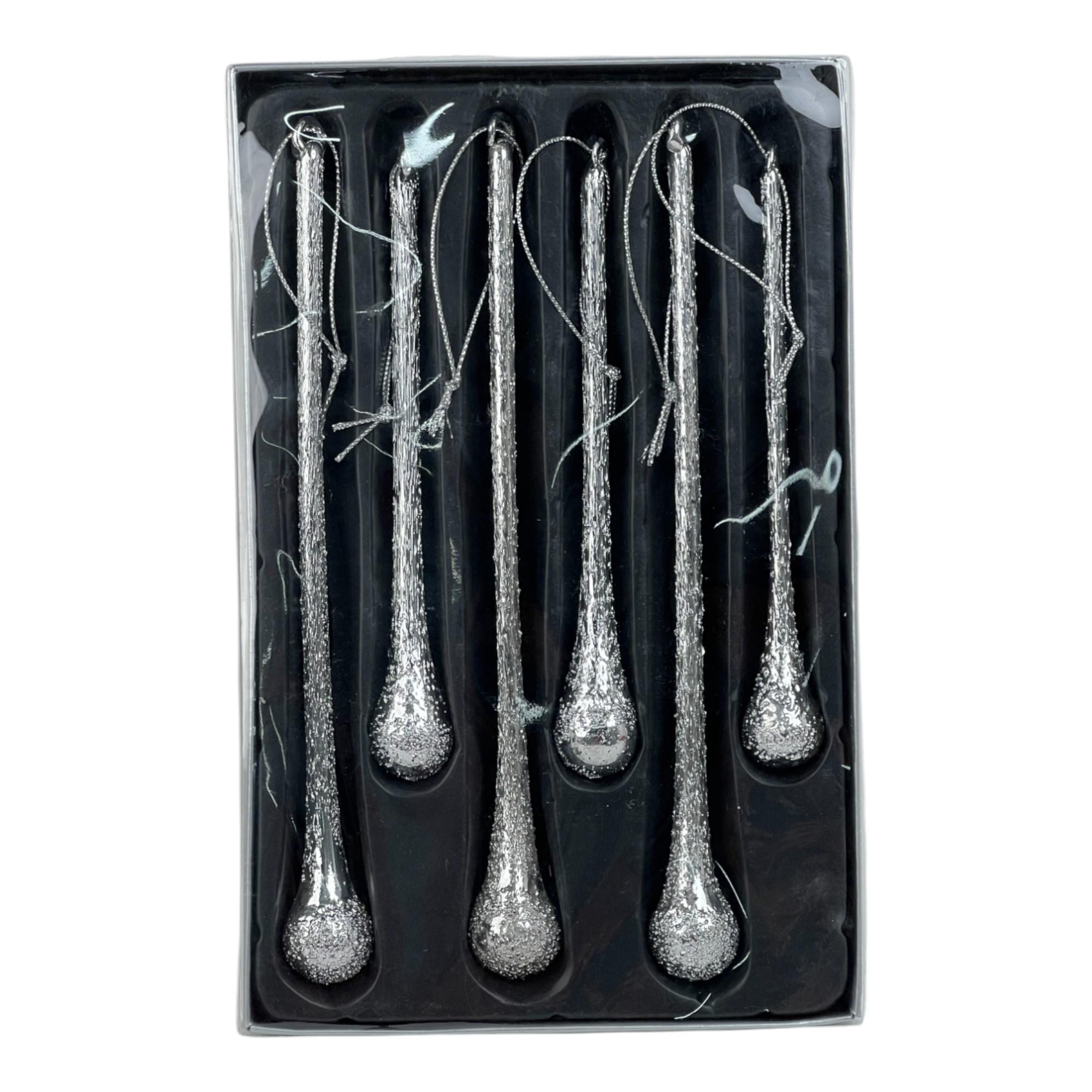SET OF 6 GLASS ICICLES - 180-3301093