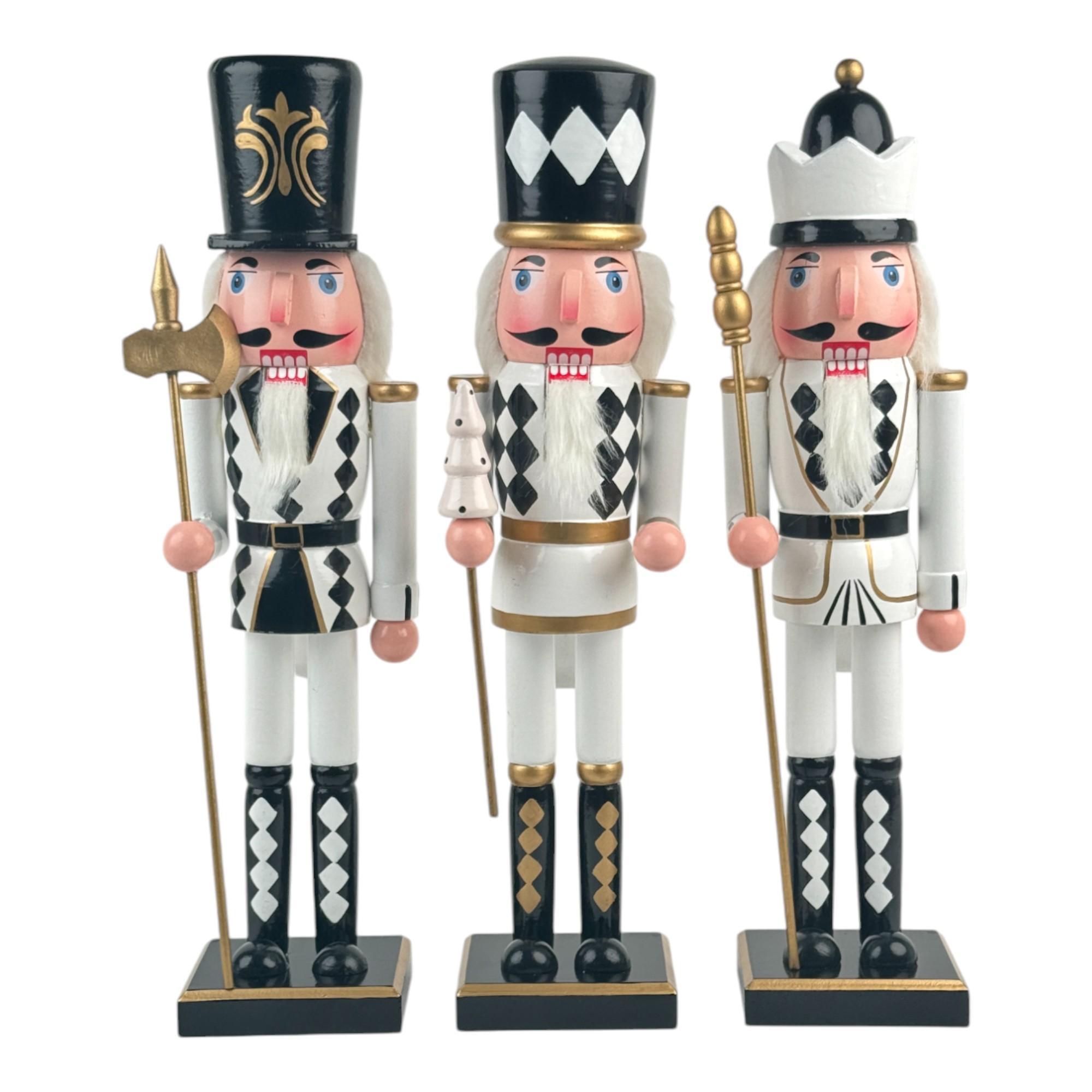 30cm WOODED NUTCRACKER 3 ASST - 200-4100383