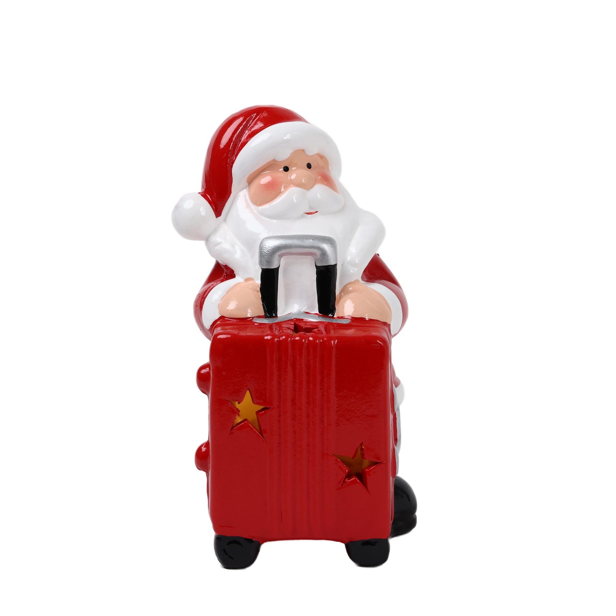CERAMIC SANTA / SUITCASE W/LIGHT - 200-6700216B