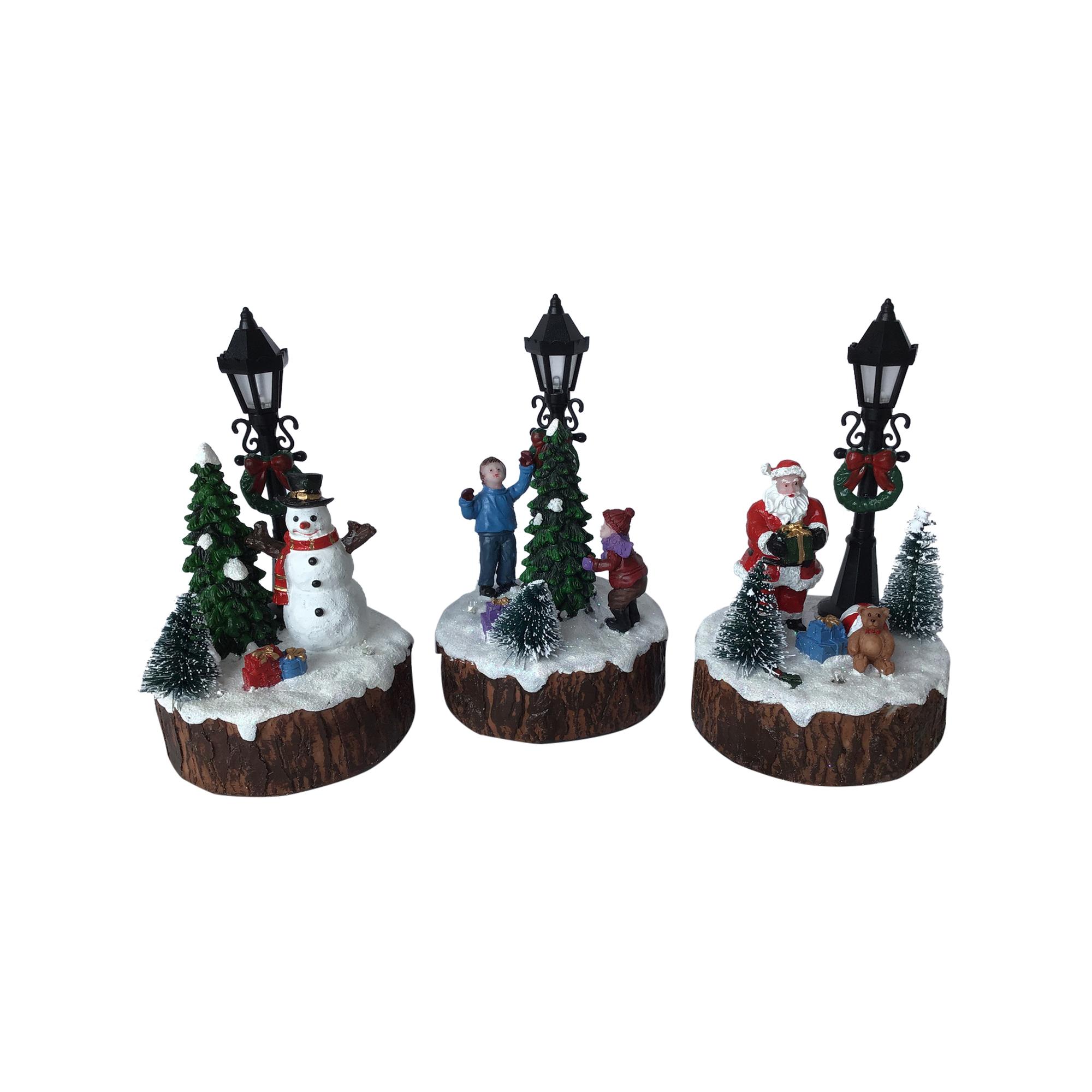 POLY 3 ASST SANTA/SNOWMAN/KIDSSCENE W/LED LIGHT ( USE 3 PCS - 200-7200053B
