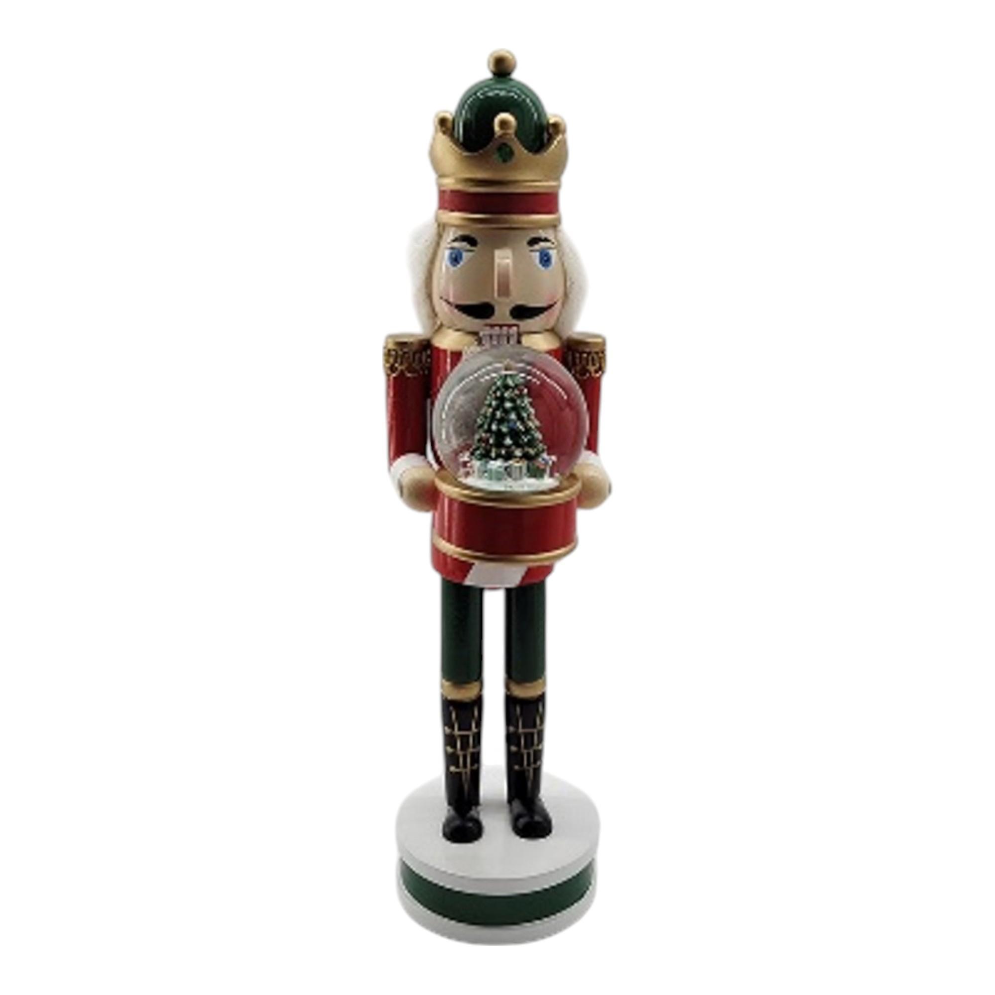 41CM H WOODEN NUTCRACKER DEOCRAION WITH 65MM SNOWGLOBE WITH - 200-7400067B