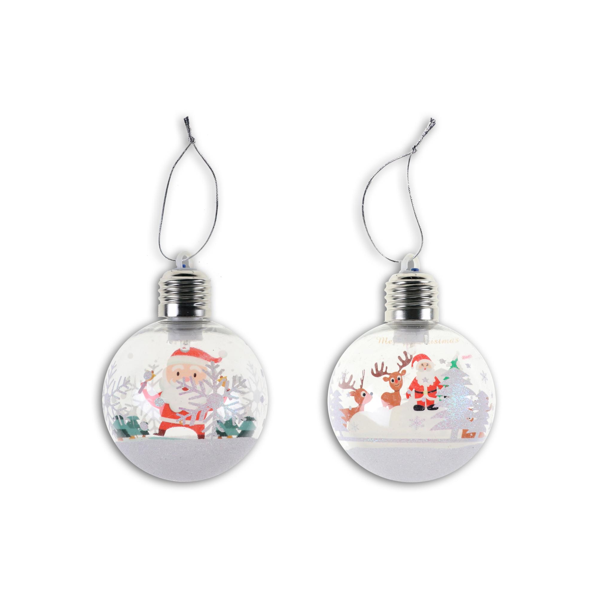 76MM XMAS B/O LED COL.CHANGINGXMAS SCENE BALL ORNAMENT.2 AS - 201-0300481