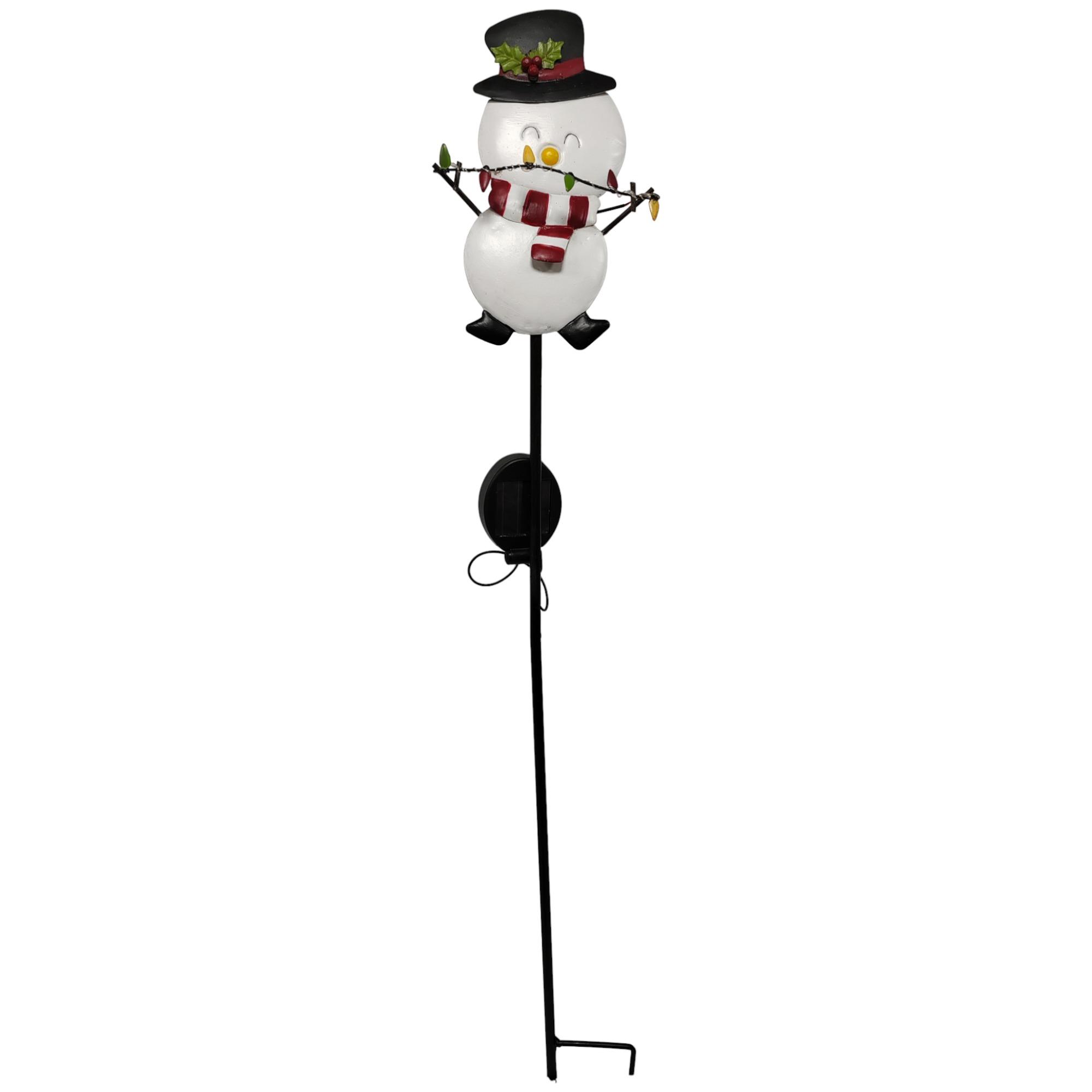 METAL SNOWMEN STICK W/SOLAR LIGHT - 201-0900126
