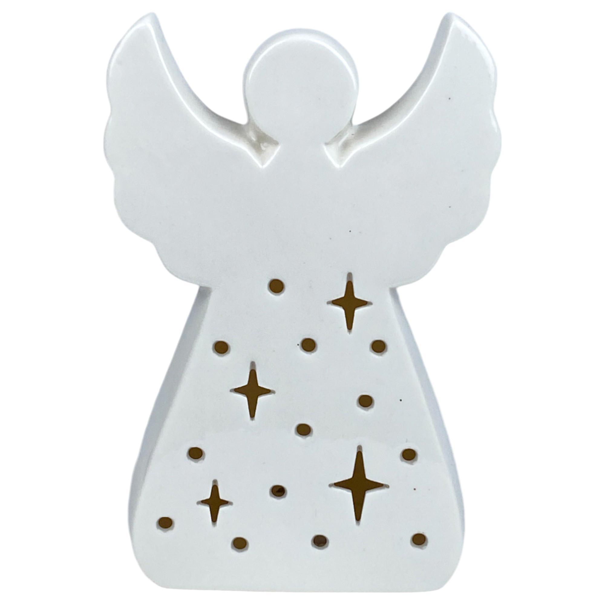 CERAMIC ANGEL W/LIGHT (USE 3PC"LR44" BUTTON CELL INCLUDED) - 201-7500140