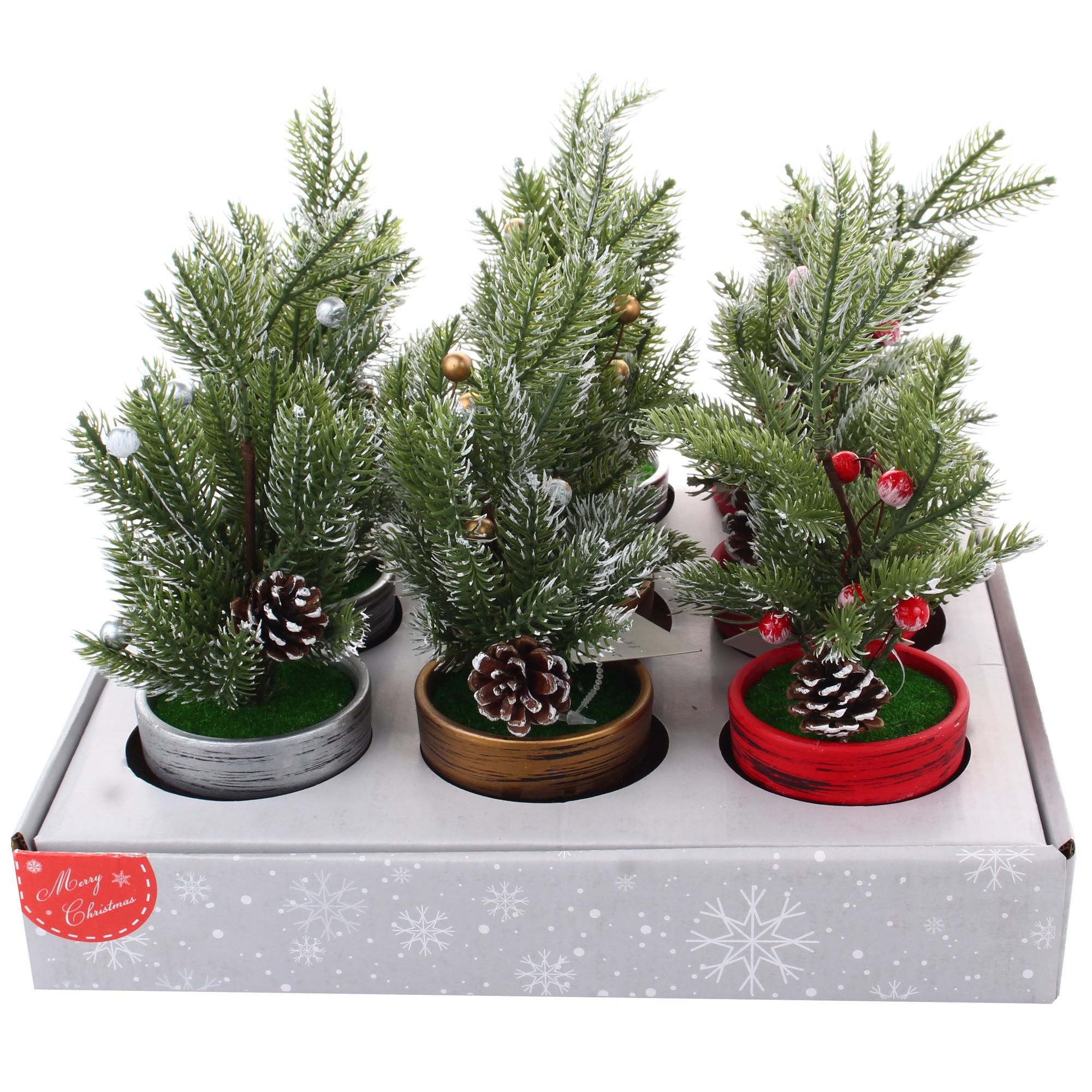 XMAS TREE IN BROWN CERAMIC POT - 201-8900137