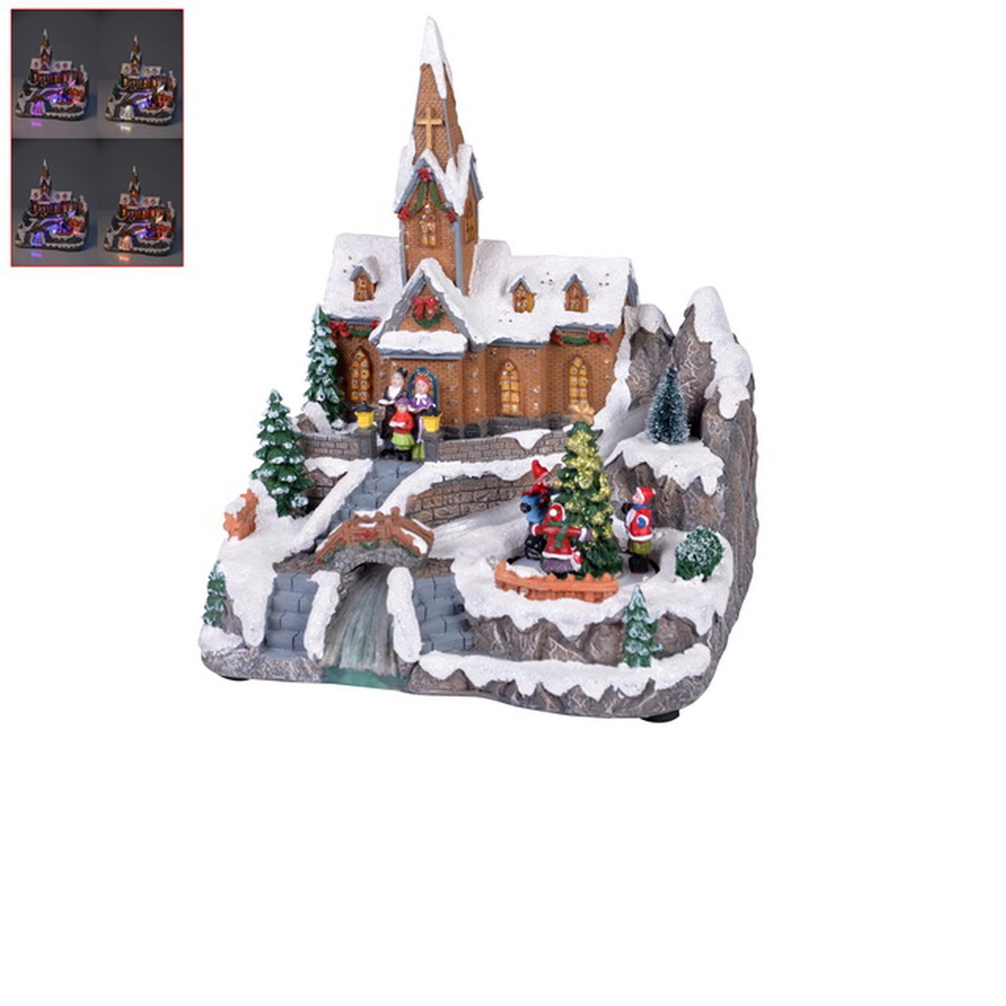 RESIN XMAS CHURCH VILLAGE WITH - 201-9600004
