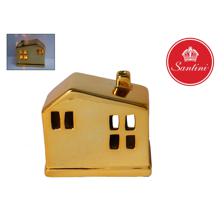 CERAMIC GOLD HOUSE CANDLE HOLD - 068-088332
