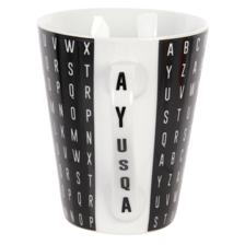 set of 4pc mug packed in colour box+PVC cover white letter d - 083-393569