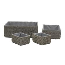 set of 4 rectangular grey paper weaving box with cardboard f - 085-901857