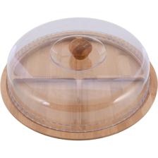bamboo serving plate with cover - 086-545913
