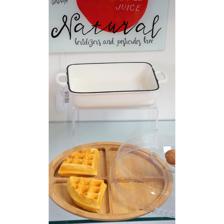 bamboo serving plate with cover - 086-545913