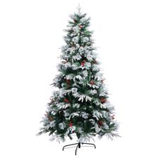 Flocked Tree 7ft 210cm 1276 Tips Cherries Pinecones w/350 - 110-0400138/1
