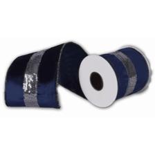 4"X 6 YD navy sequin trim in the center of navy velvet with - 130-350025
