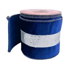 4"X 6 YD navy sequin trim in the center of navy velvet with - 130-350025