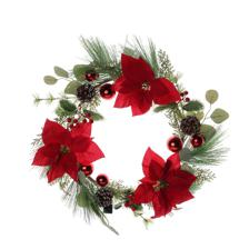 24 WREATH WPOINSETTIAELECTROPLATED BALL PVC PINEBERRYPINE CO - 140-3600049