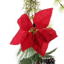 5FT GARLAND WPOINSETTIAELECTROPLATED BALL PVC PINEBERRYPINE - 140-3600055