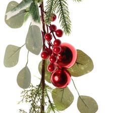 5FT GARLAND WPOINSETTIAELECTROPLATED BALL PVC PINEBERRYPINE - 140-3600055