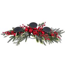PINENEEDLE BERRY AND ELECTROPLATING BALL THREE HEADS CANDLE- - 140-4700493